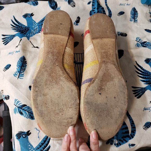 Tory Burch Reva Raffia Woven Striped Flats size 8½